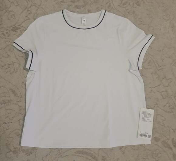 Lululemon Tops - LULULEMON Crewneck Tennis Short-sleeve Shirt white navy XL New, DW